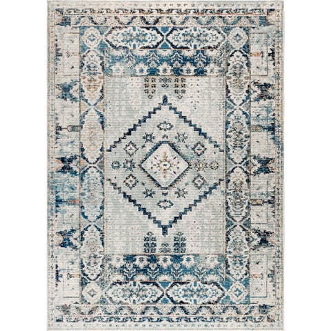Osuna Diamond Vintage Medallion Indigo Area Rug