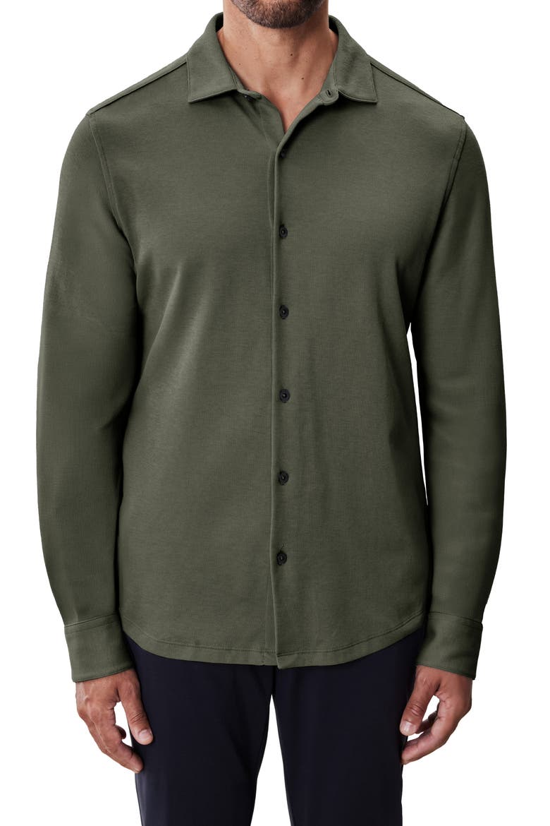 Milo Knit Button-Up Shirt, Main, color, OLIVE