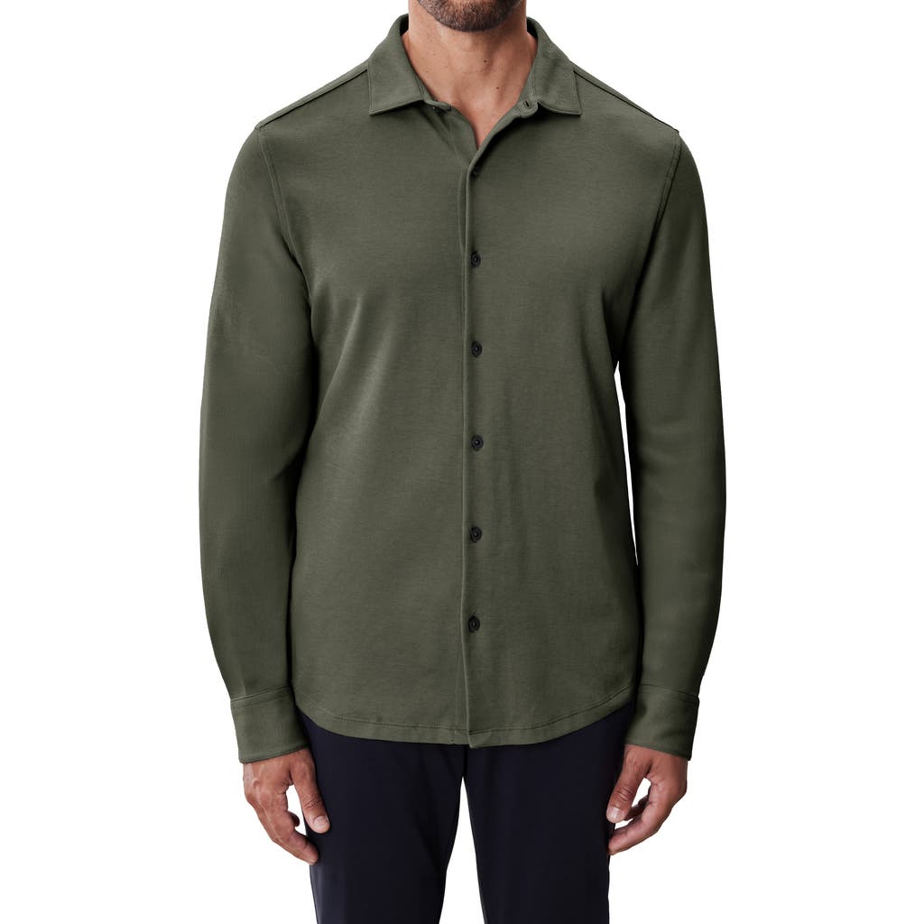 Robert Barakett Milo Knit Button-up Shirt In Green