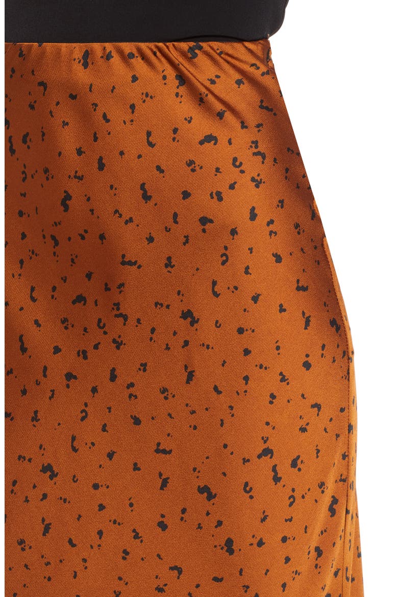 Animal Print Satin Midi Skirt, Alternate, color, BRONZE DOT