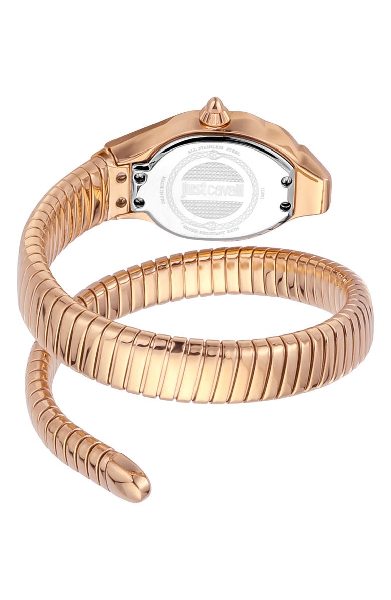 Just Cavalli Snake Bracelet Watch, 22mm, Alternate, color, Rose Gold