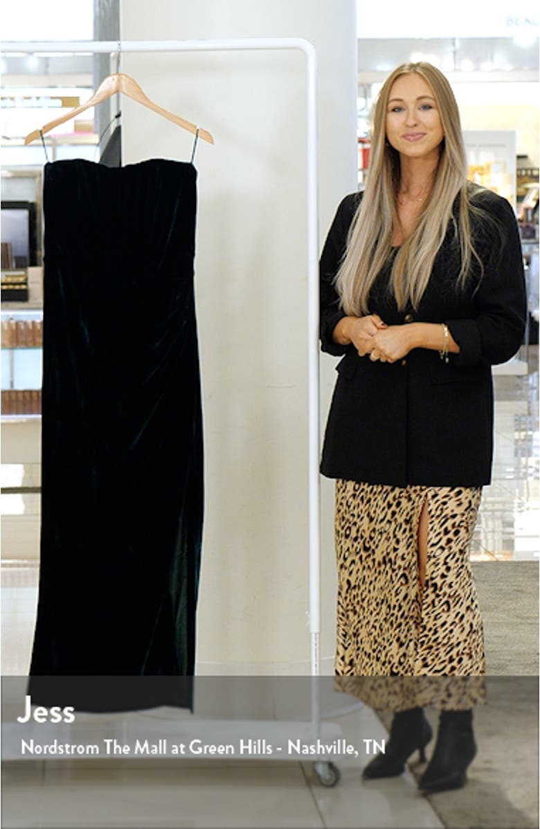 Everlasting Strapless Velour Cocktail Midi Dress, sales video thumbnail