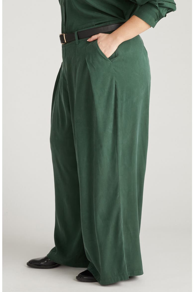 Cooling Cupro Wide Leg Pants, Alternate, color, FOREST GREEN