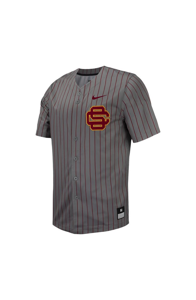 Nike Men's Nike Steel USC Trojans Pinstripe Replica Full-Button Baseball Jersey, Alternate, color, 