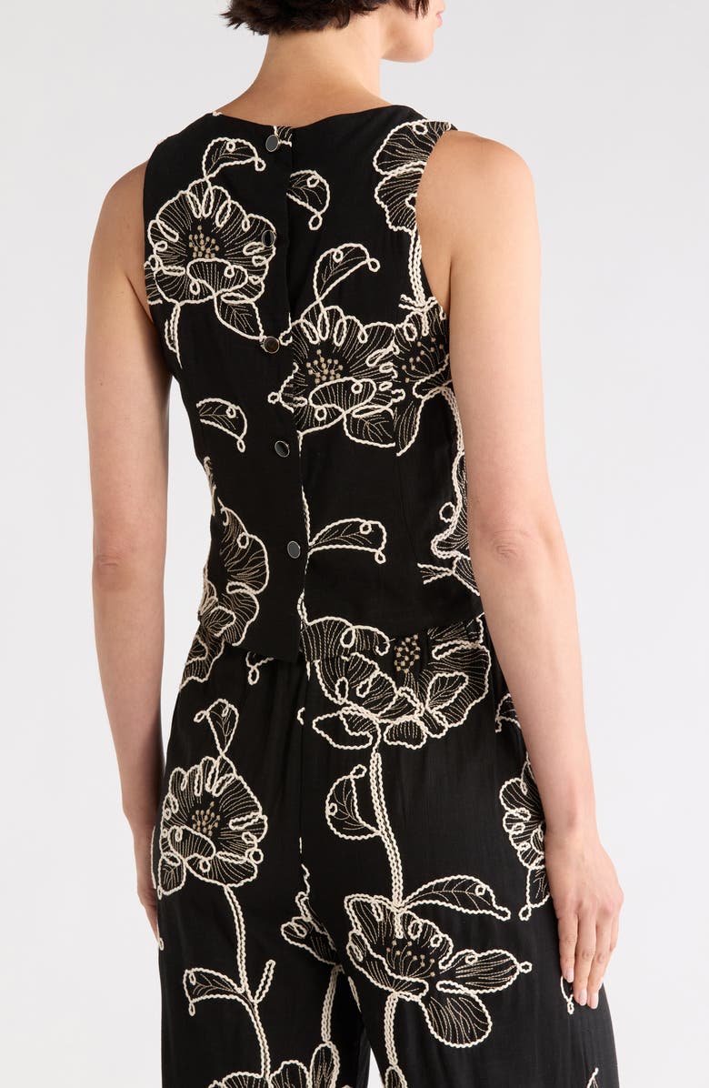 JASON WU Sleeveless Embroidered Top, Alternate, color, Black/ Ivory