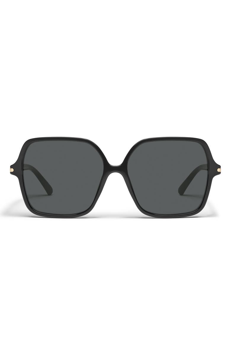 QUAY Press Tour 60mm Gradient Square Sunglasses, Main, color, Black/ Smoke