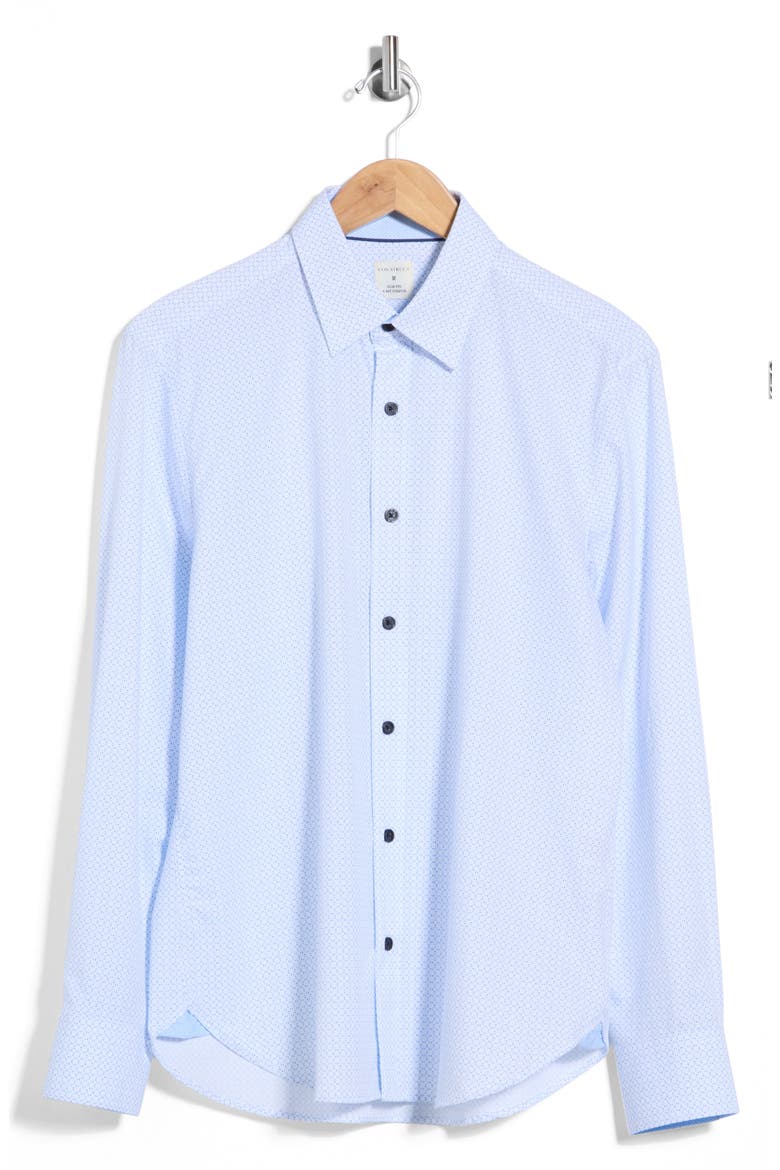 Rhombus Dot Performance Shirt, Main, color, WHITE/ BLUE