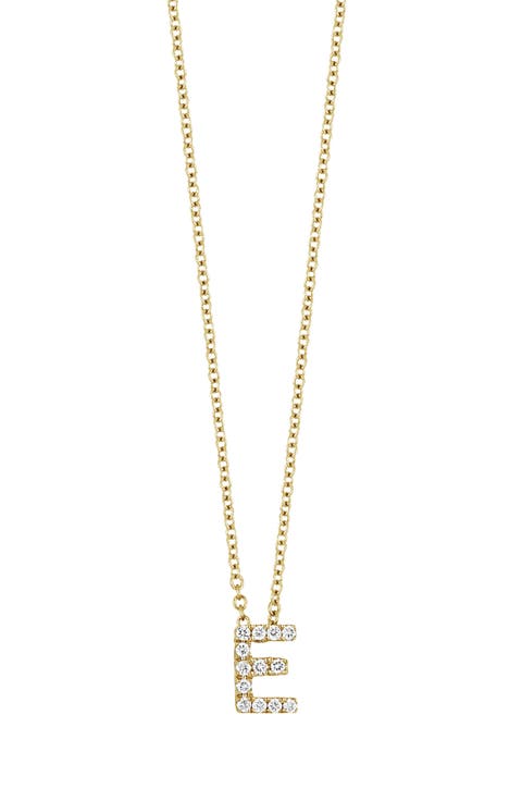 18k Gold Pavé Diamond Initial Pendant Necklace