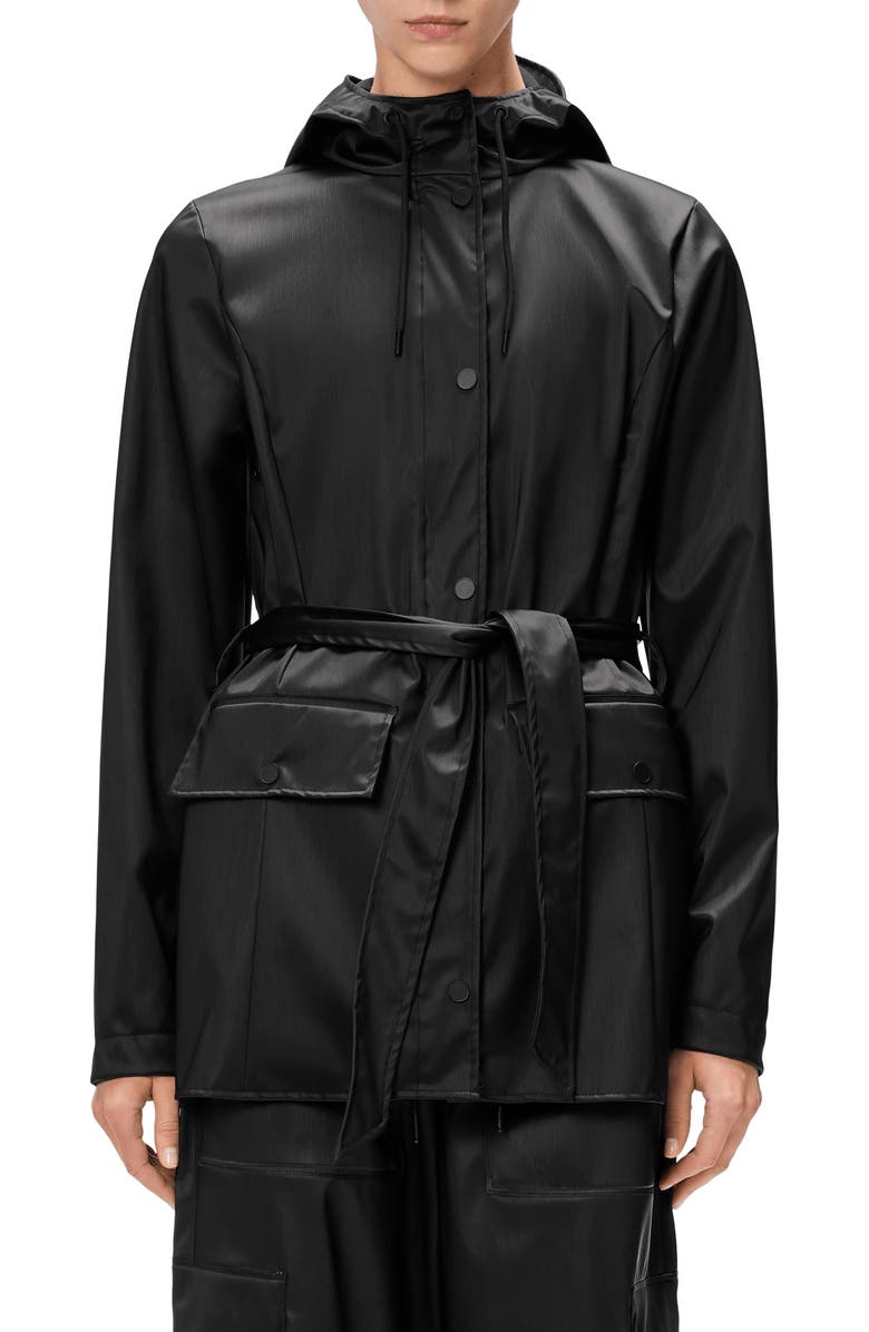 Rains Curve Waterproof Rain Jacket, Main, color, Black Grain