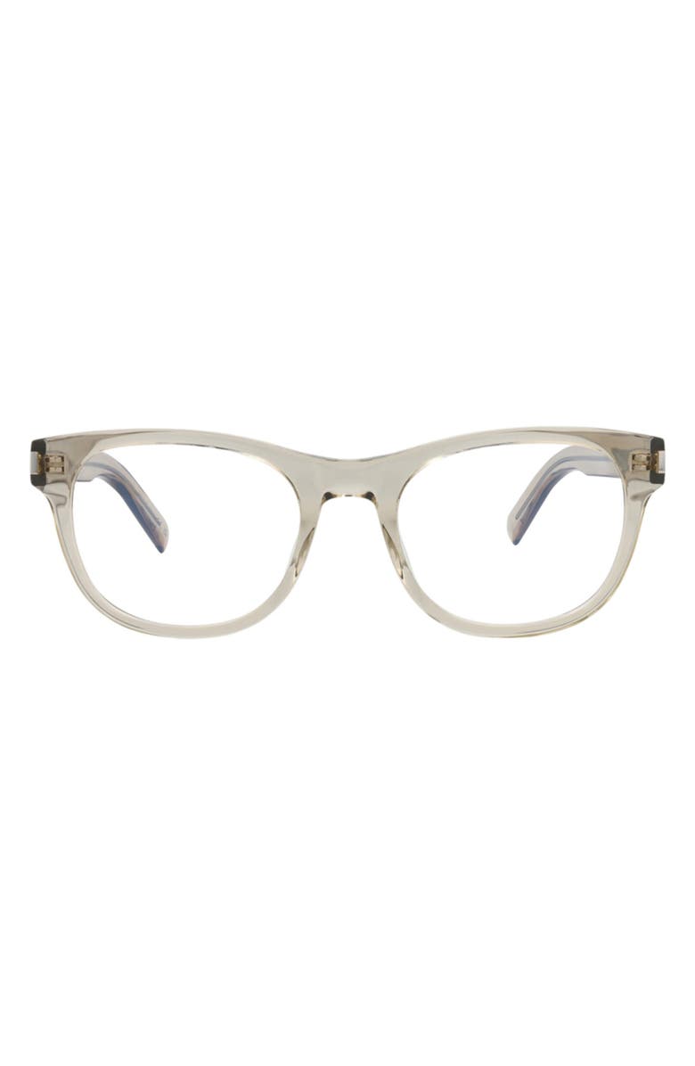 Saint Laurent 53mm Round Optical Frames, Main, color, Beige Beige Transparent