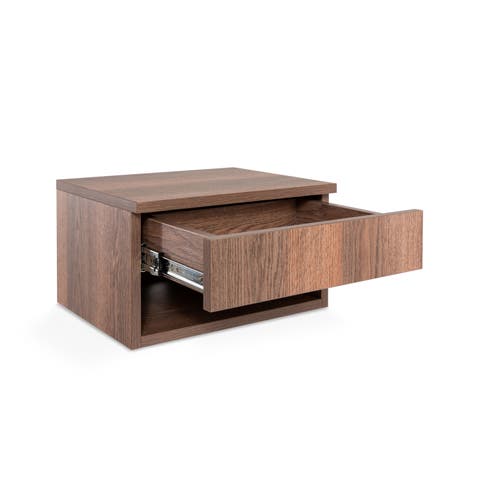 Ettore Modern Floating Nightstand, Wall-Mounted Bedside Table with 1-Drawer Open Cubby Storage Space for Bedroom