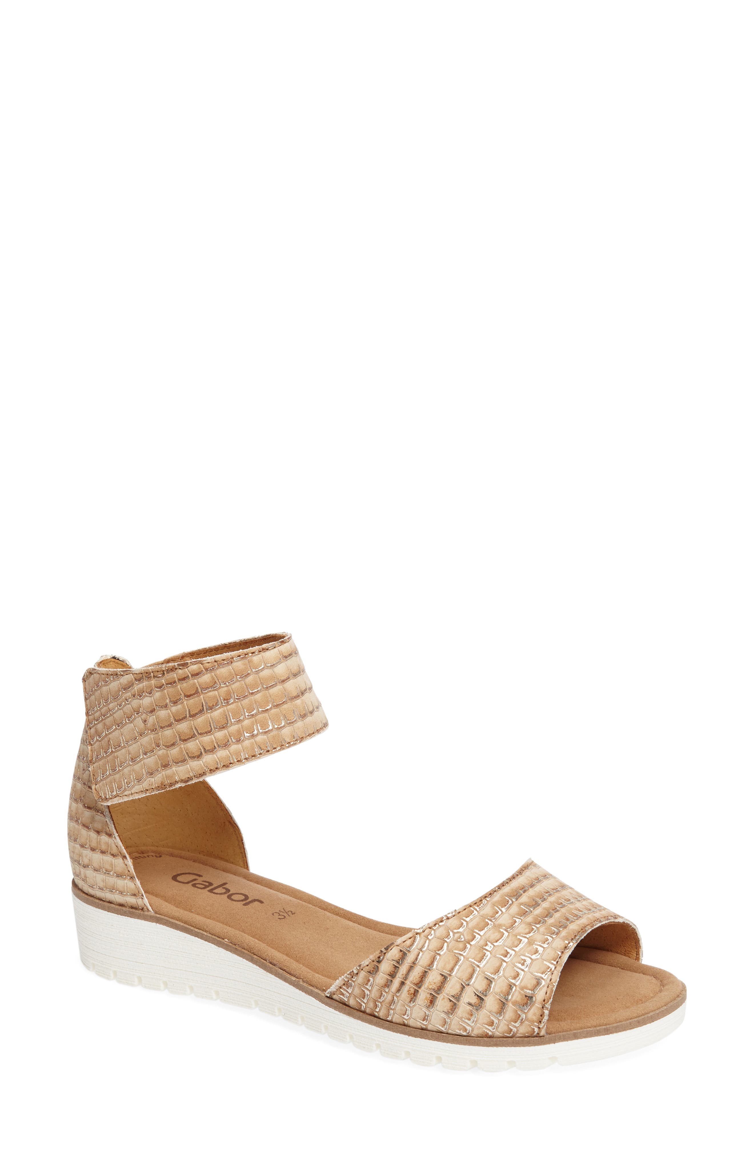Two-Strap Sandal, Main, color, BEIGE LEATHER