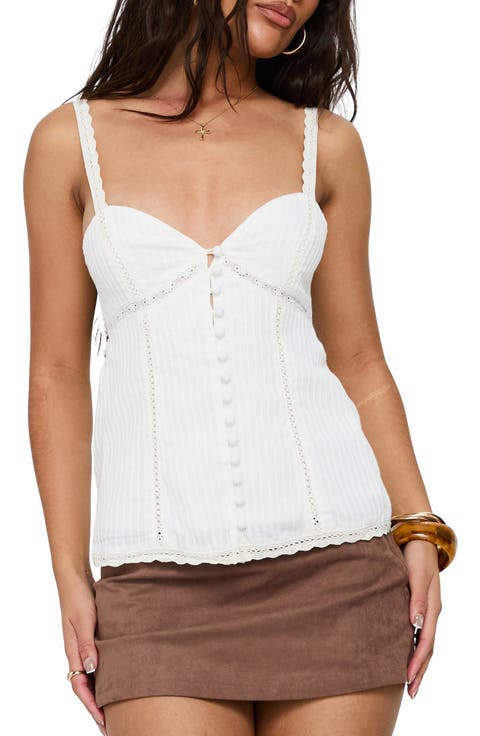 Committed Open Back Lace Trim Tank