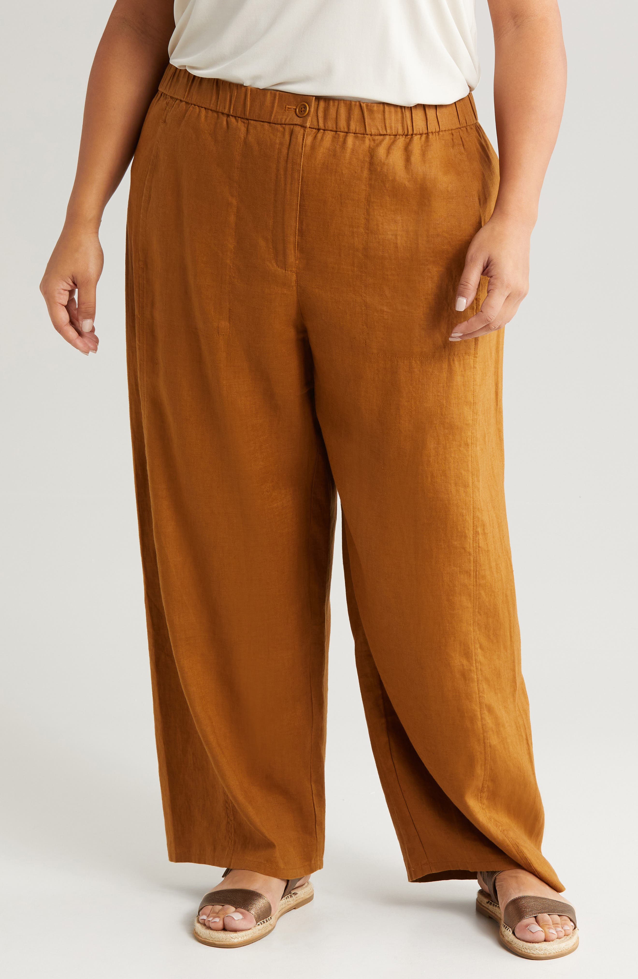 Wide Leg Organic Linen Ankle Pants
