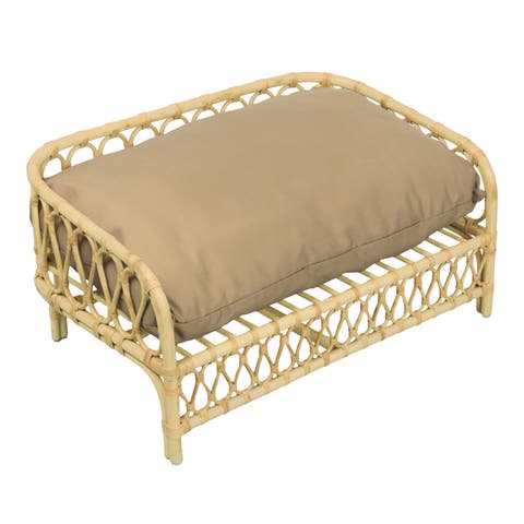 Elevate Handwoven Rattan Pet Daybed with Machine-Washable Cushion