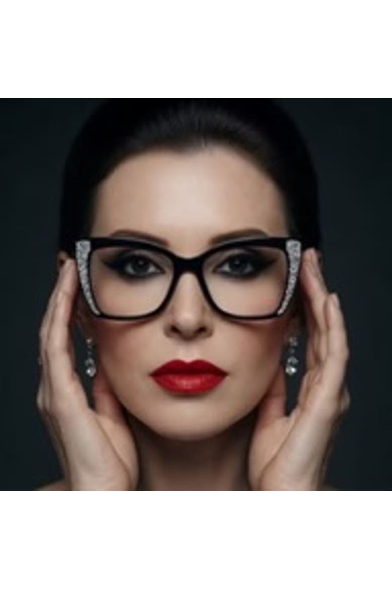 Sparkle Queen Eyeglasses, Alternate, color, Black