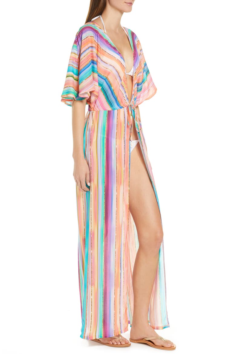 Heat Waves Cover-Up Wrap, Alternate, color, CORAL MULTI