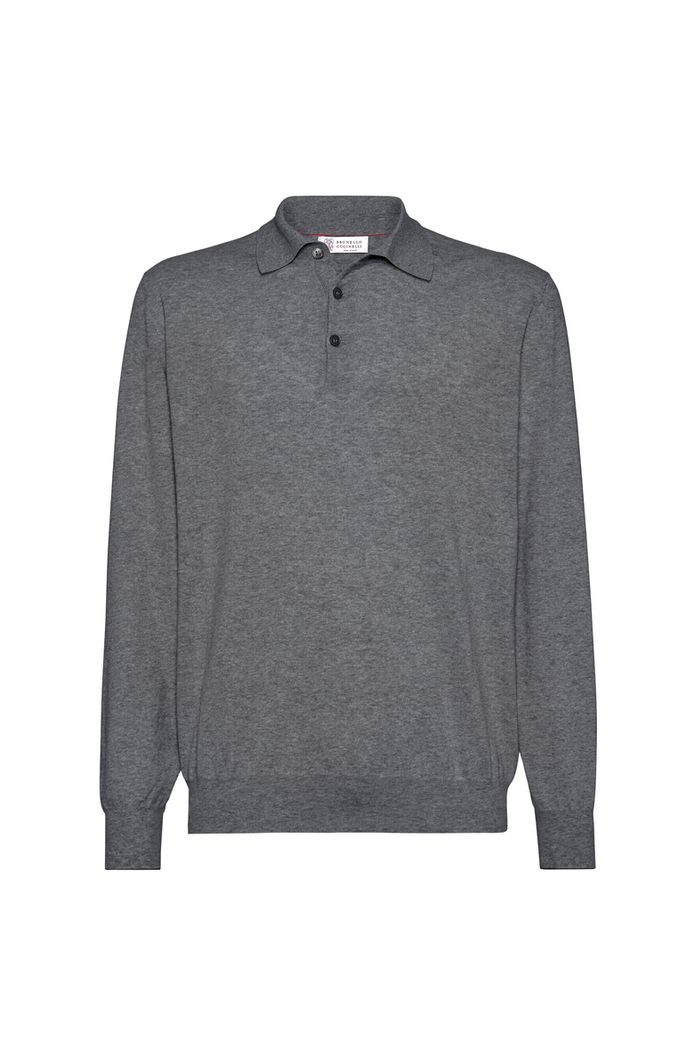 Brunello Cucinelli Polo-style sweater, Main, color, Dark Grey
