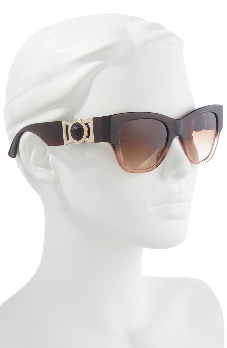 Versace 52mm Cat Eye Sunglasses, Alternate, color, Transparent Brown