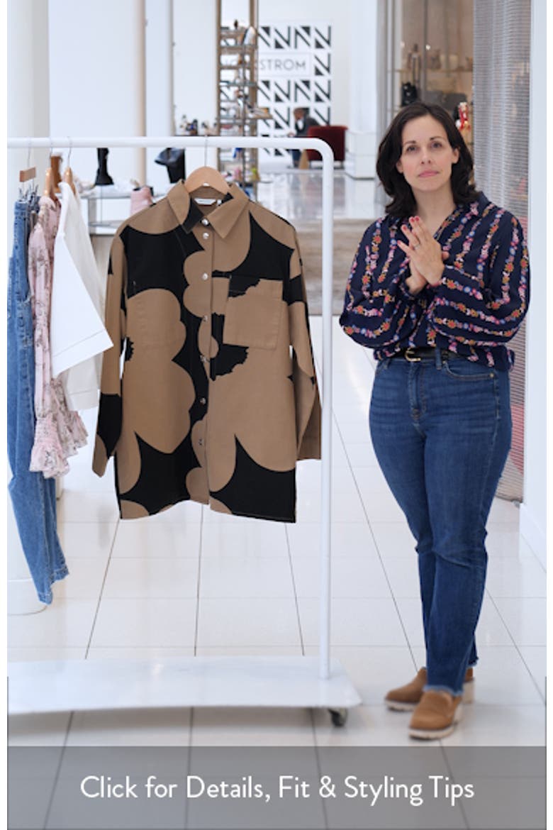 Abstraktio Unikko Floral Oversize Cotton Snap-Up Shirt video