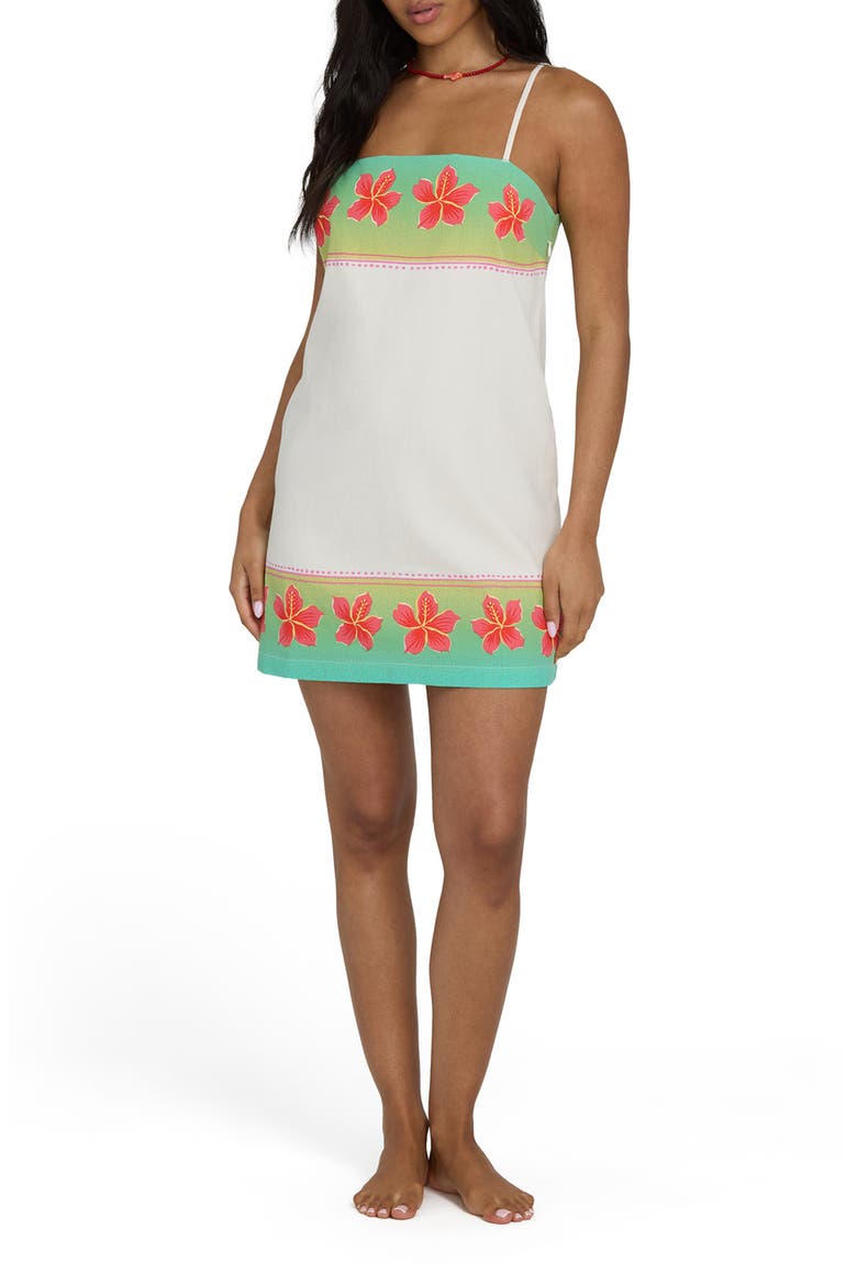 Sun Rays Cotton & Linen Mini Sundress, Main, color, SALT CRYSTAL