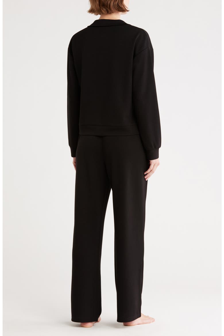 Paxe Scuba Knit Half Zip Pullover & Pants Lounge Set, Alternate, color, BLACK