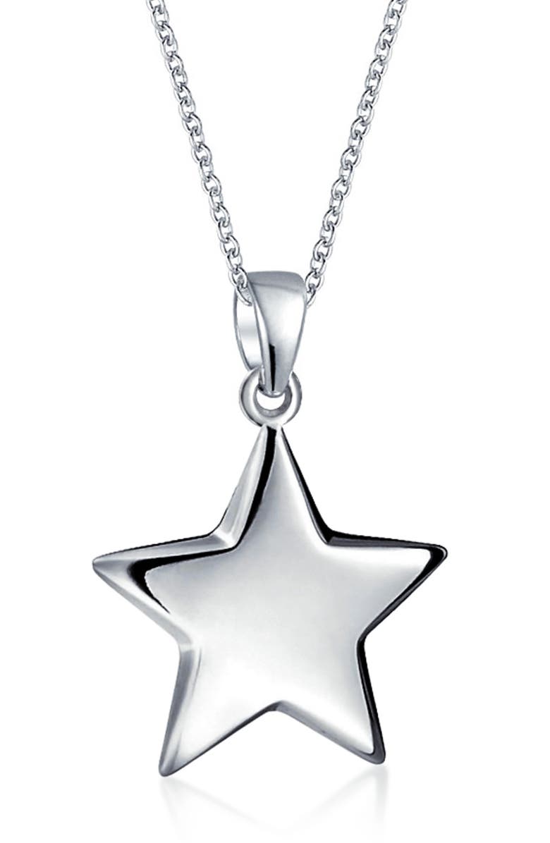 BLING JEWELRY Stainless Steel Puff Star Earrings & Necklace Set, Alternate, color, Grey