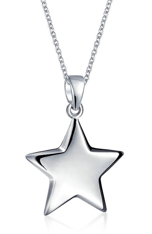 Bling Jewelry Stainless Steel Puff Star Earrings & Necklace Set In Silver