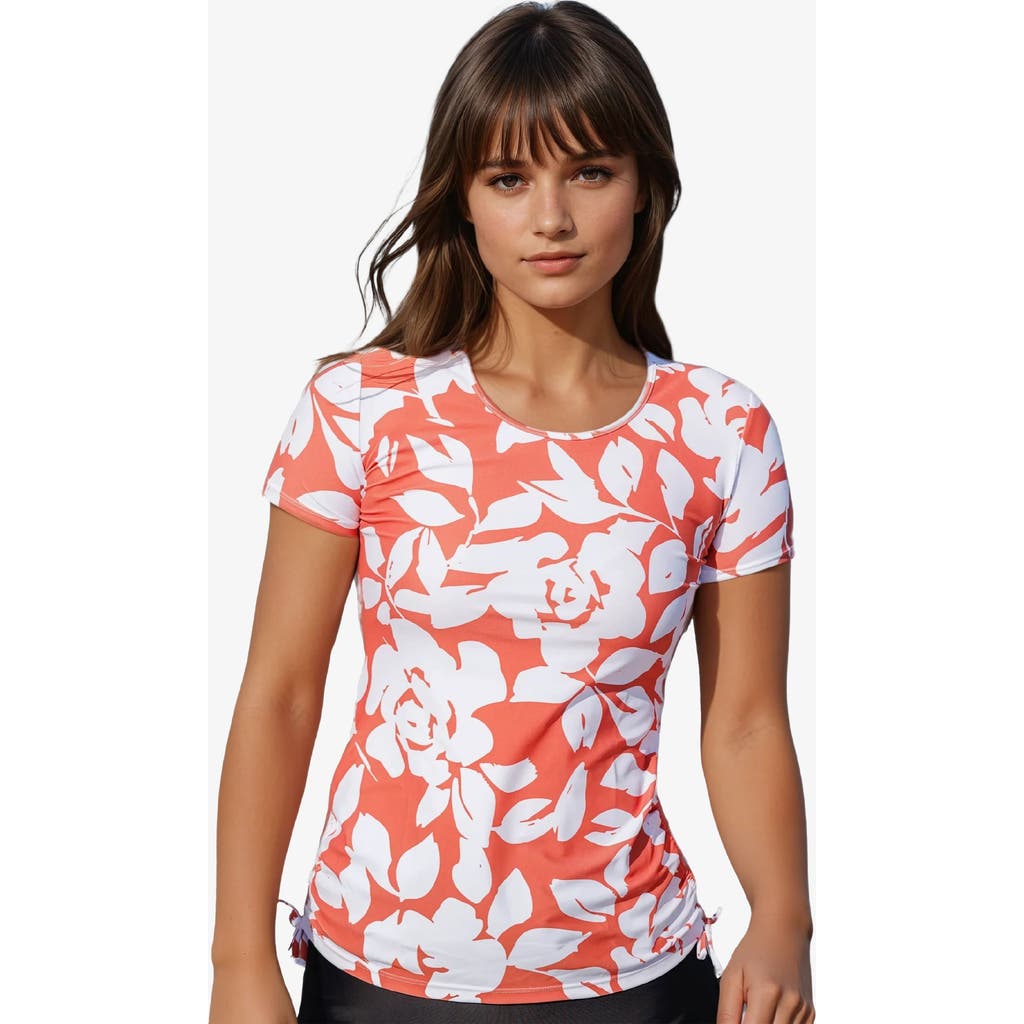 Calypsa Short Sleeve Adele Swim Top In Red