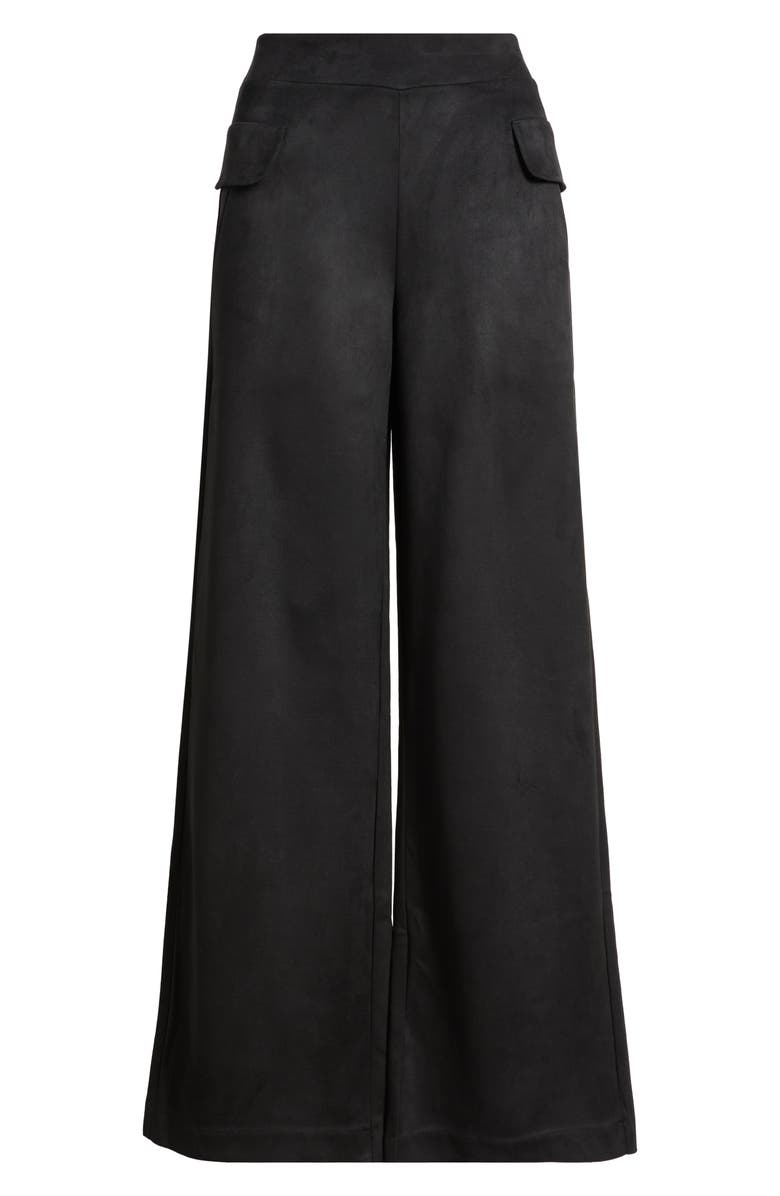 Hue Faux Suede Wide Leg Pants, Alternate, color, Black