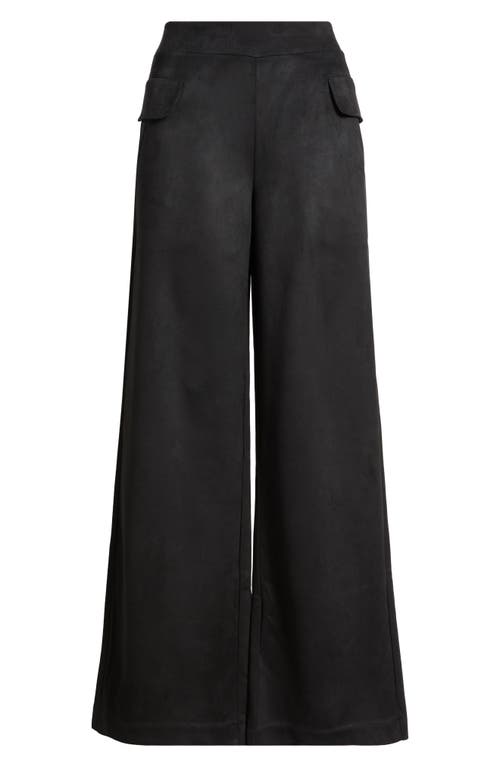 Hue Faux Suede Wide Leg Pants In Black