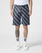 PHILIPP PLEIN Weaved Leather Shorts Stripes Men