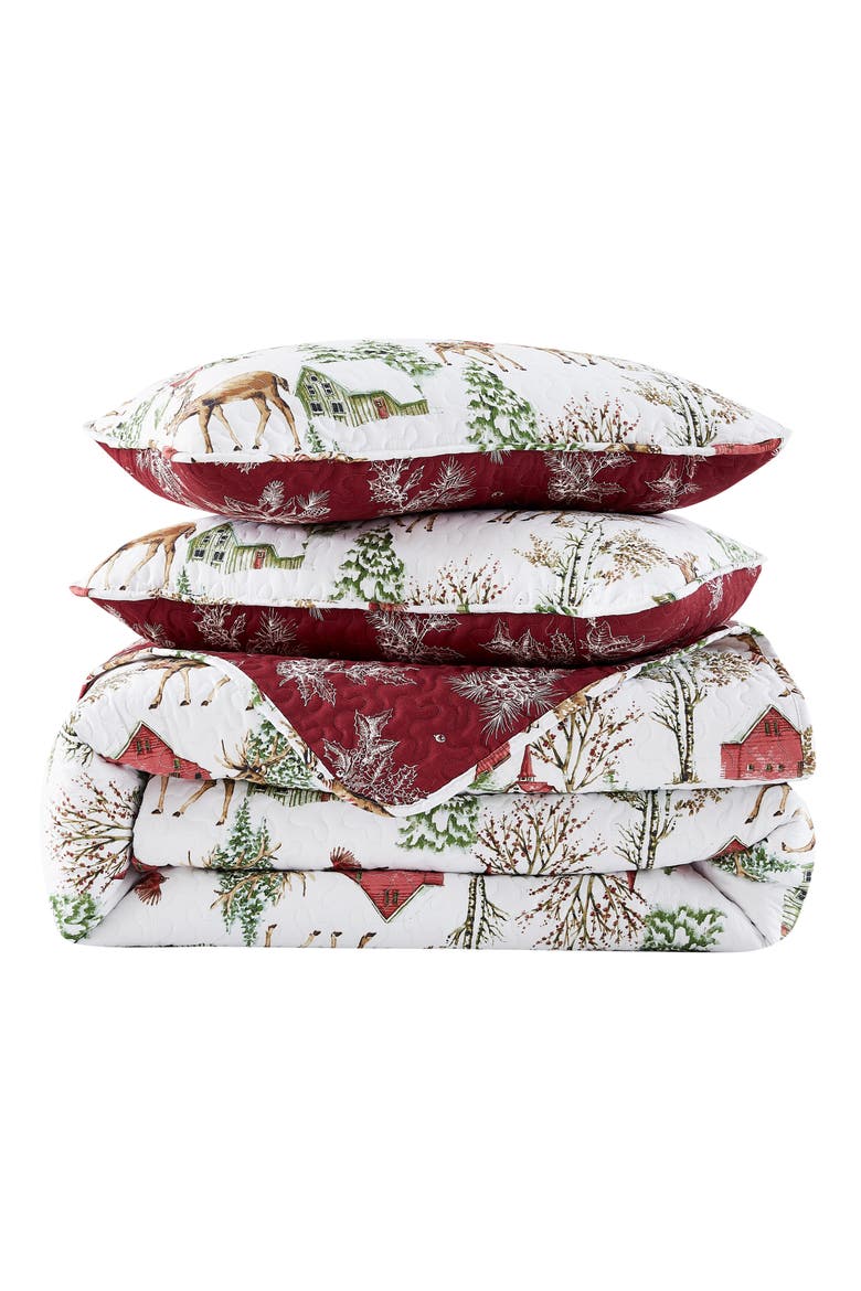 White Christmas Oversize Holiday Quilt Set, Main, color, WHITE CHRISTMAS