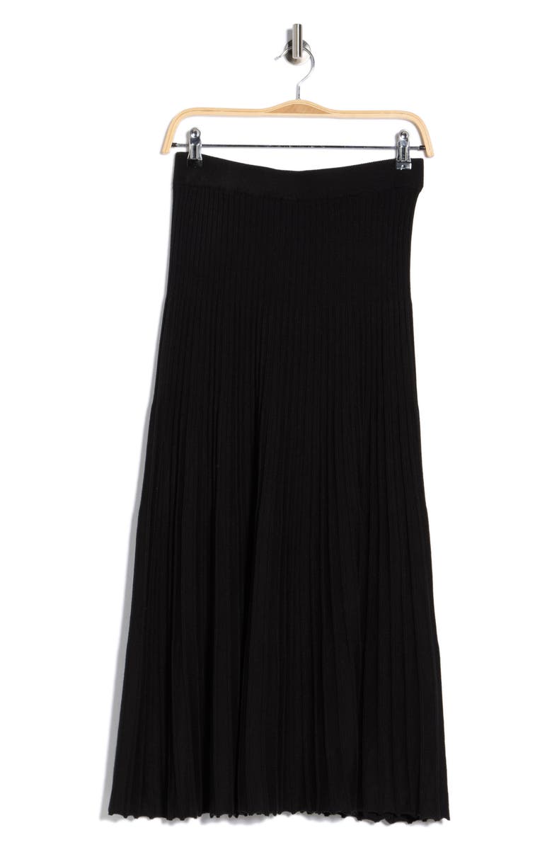 MAX STUDIO Pleated Sweater Midi Skirt, Main, color, Black-Black