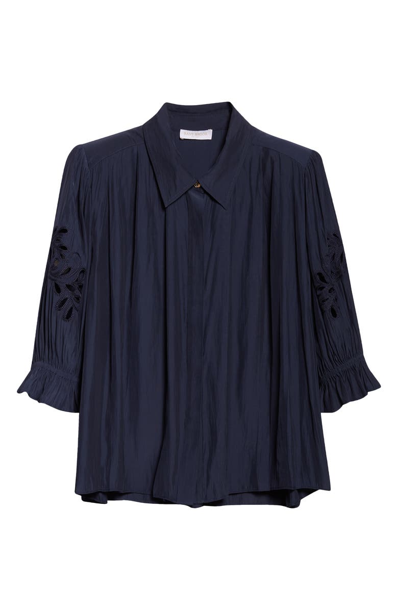 Ramy Brook Illyria Floral Cutout Woven Shirt, Alternate, color, Navy