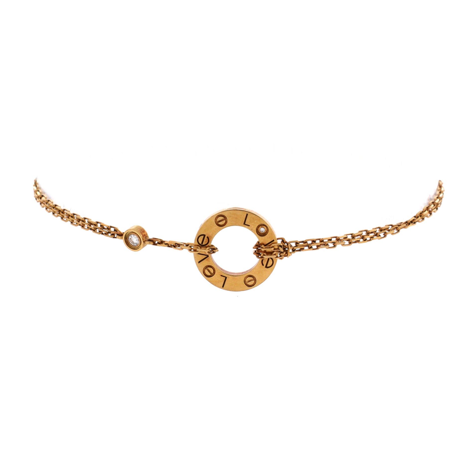 2 Diamonds Love Bracelet 18K Yellow Gold with Diamonds, Main, color, Metallic Gold