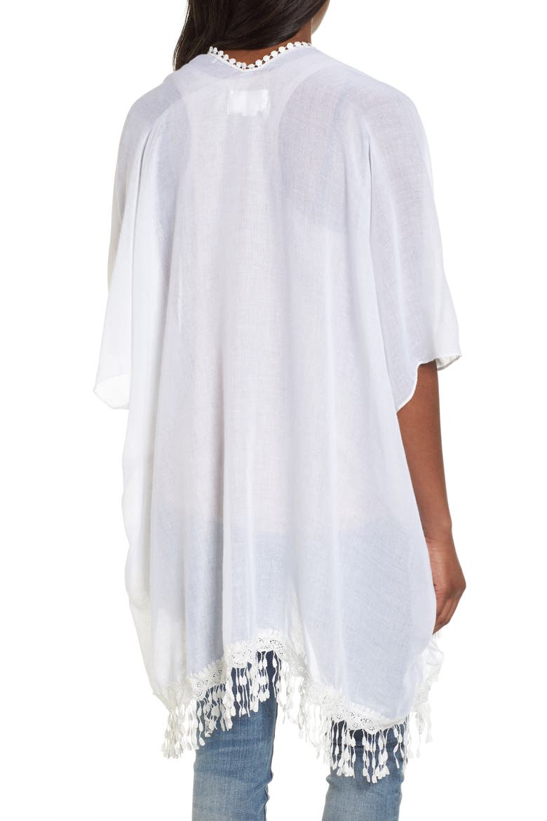 Lace Trim Ruana, Alternate, color, IVORY