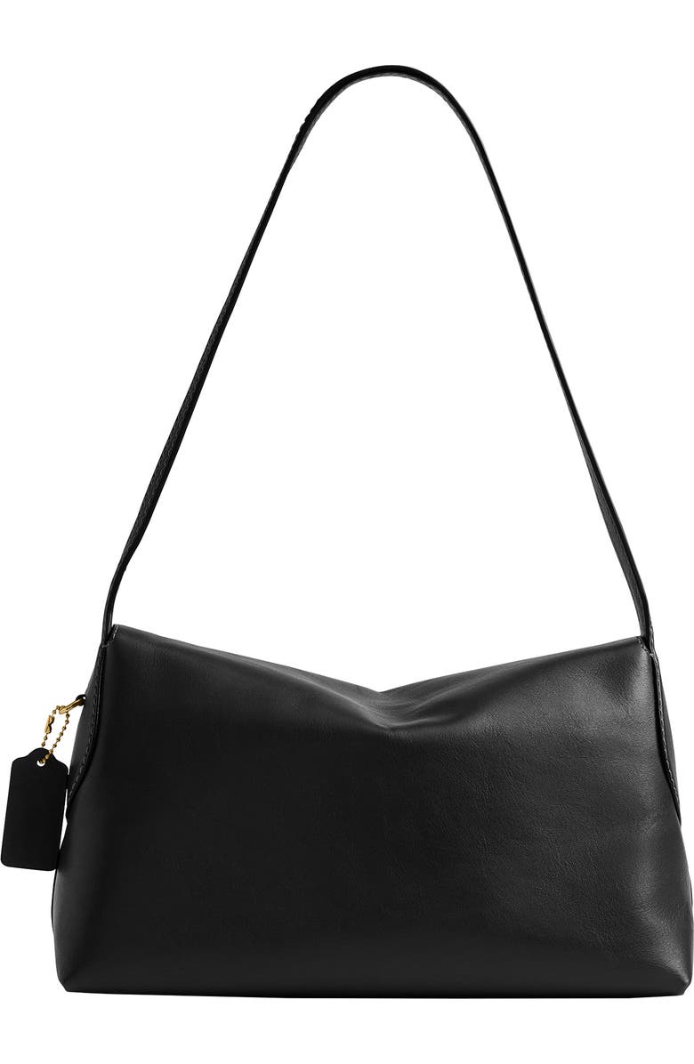 COACH Chelsea 30 Natural Grain Leather Shoulder Bag, Alternate, color, Black