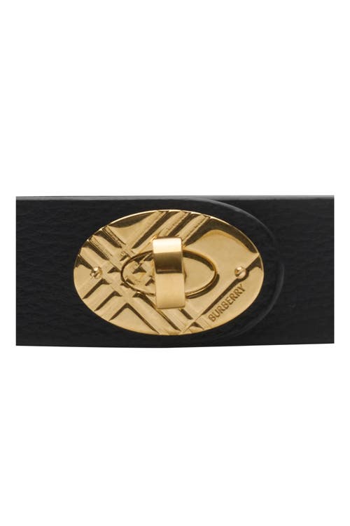 Burberry Crocodile-effect Leather Cotswolds Belt In Black
