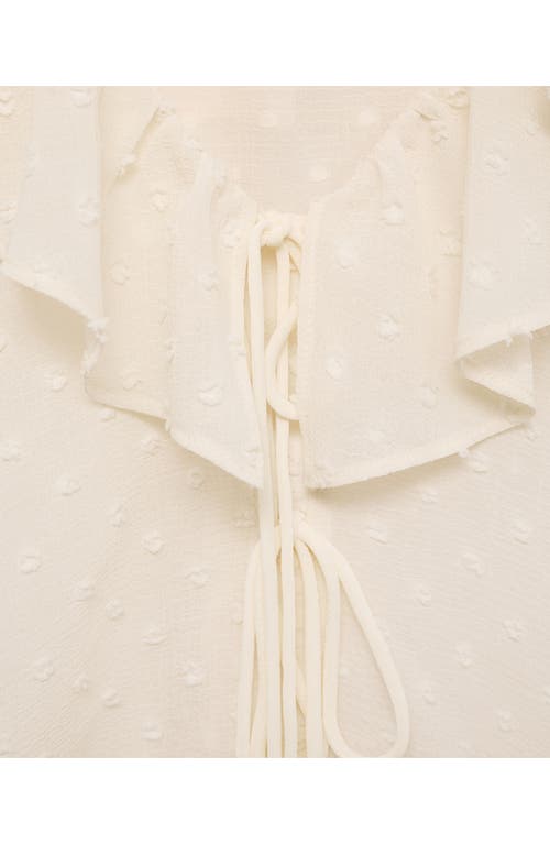 Mango Ruffle Long Sleeve Top In Ecru