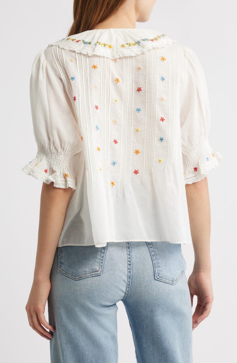 Hettie Embroidered Ruffle Organic Cotton Top