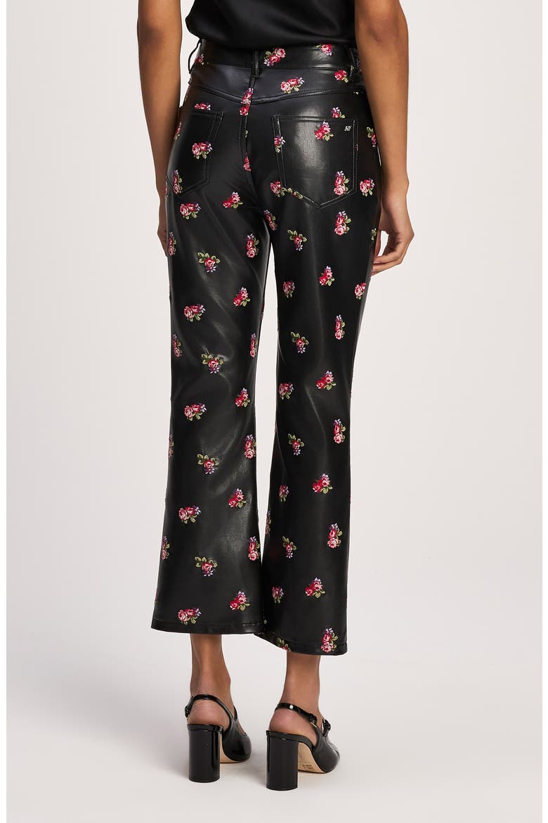 Stevie Floral Embroidered Faux Leather Pants, Alternate, color, BLACK MULTI