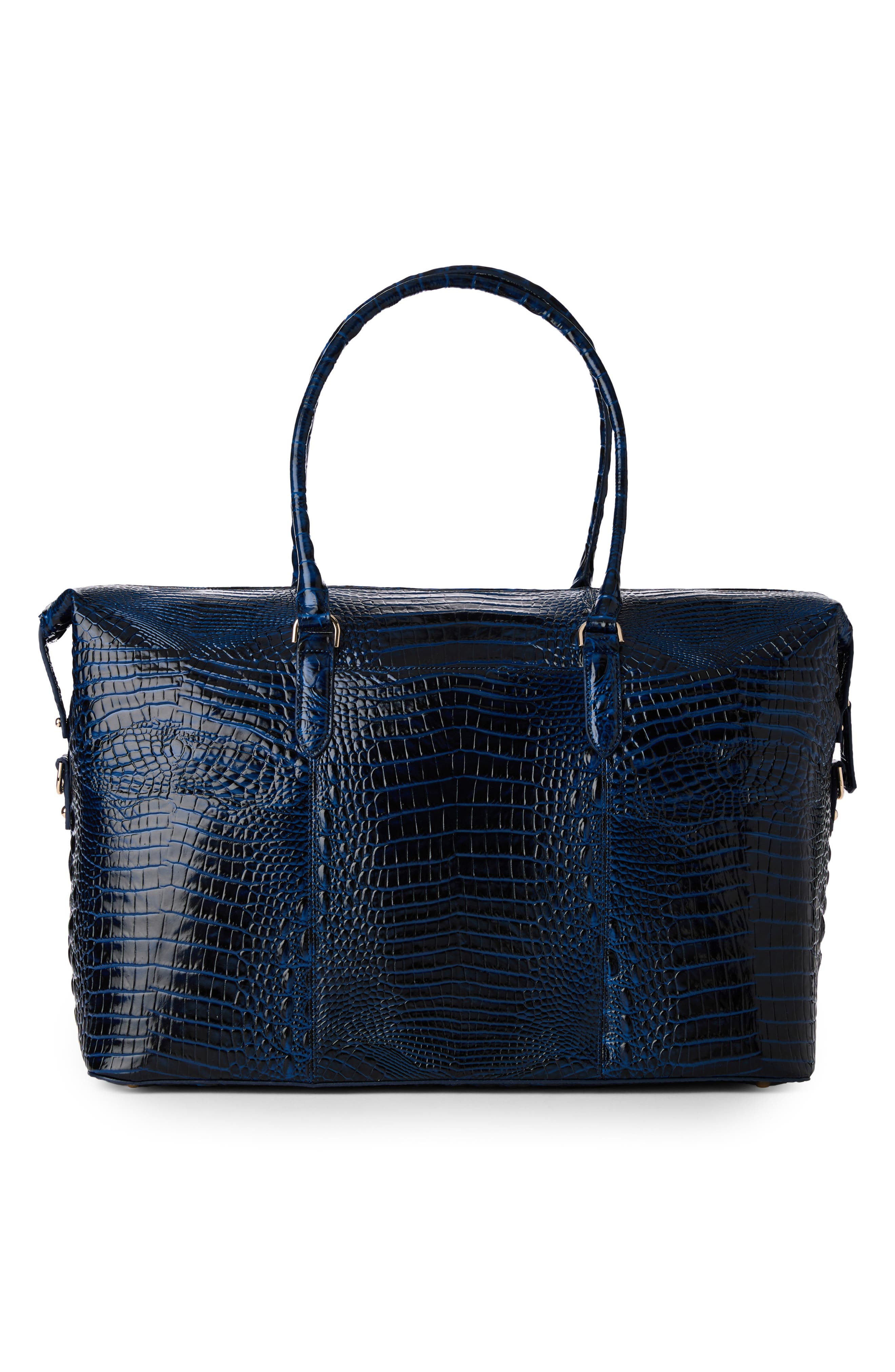 Brahmin Duxbury Croc Embossed Leather Weekend Bag, Alternate, color, Anchor