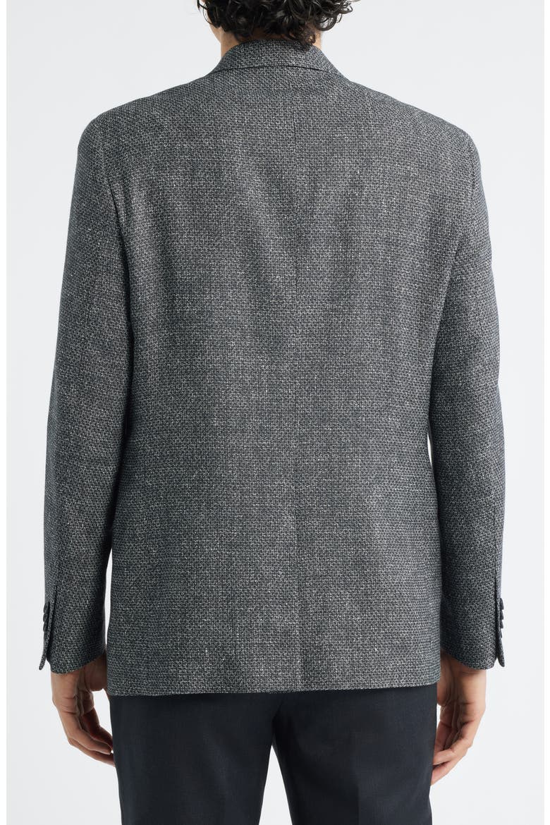 Rawdon Slim Fit Black Mélange Wool & Linen Peak Lapel Sport Coat, Alternate, color, BLACK WHITE