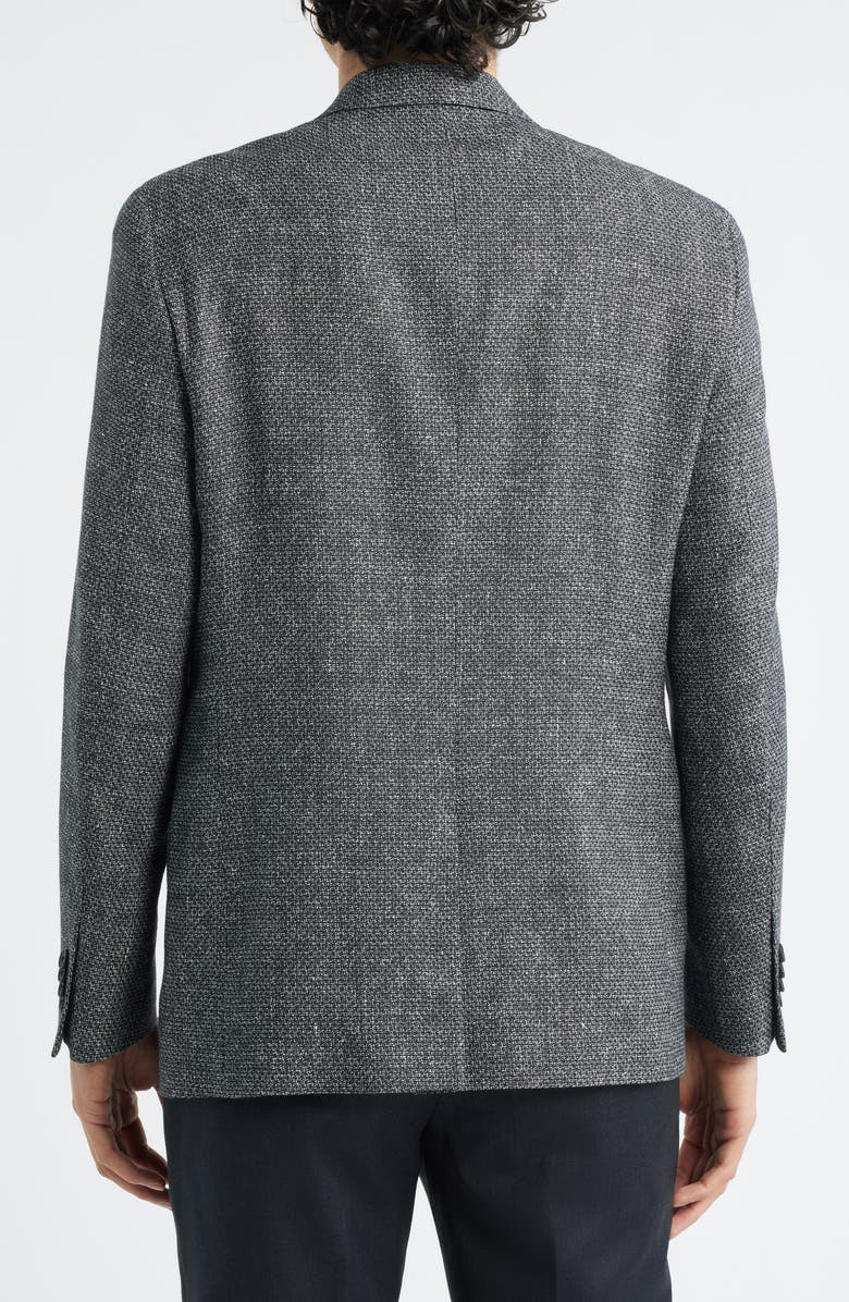 AllSaints Rawdon Slim Fit Black Mélange Wool & Linen Peak Lapel Sport Coat, Alternate, color, Black White