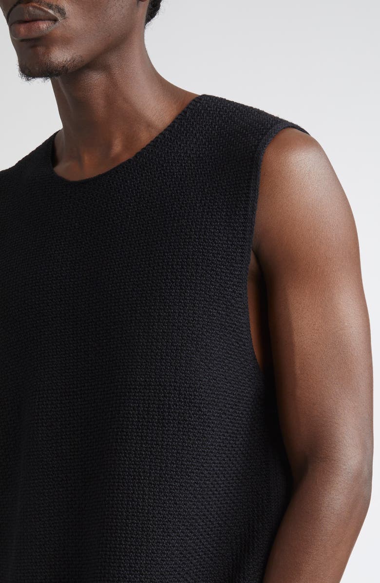 Homme Plissé Issey Miyake Rustic Knit Sweater Vest, Alternate, color, Black