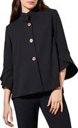 Ming Wang Bell Sleeve Crepe Jacket