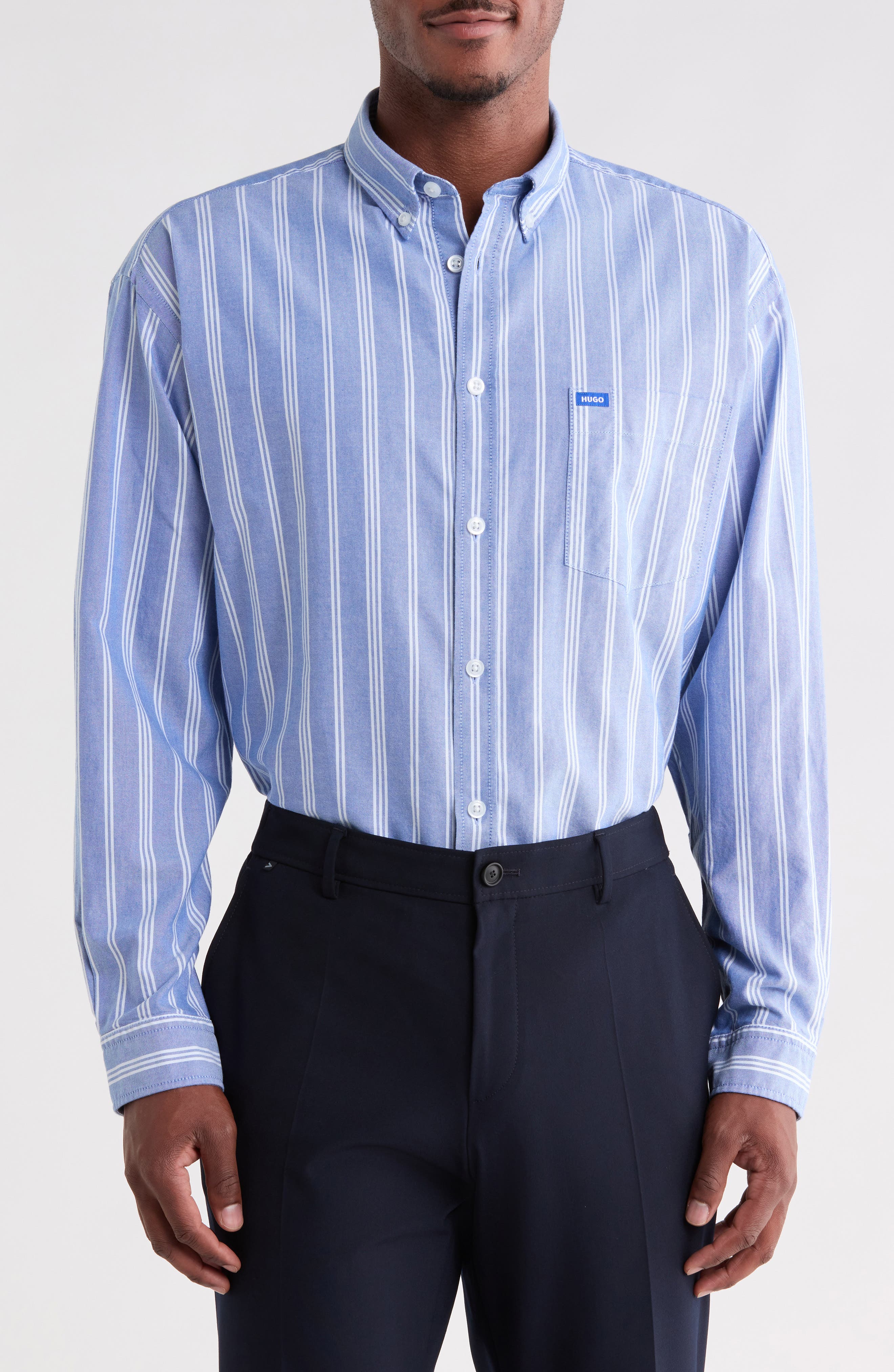Ebill Stripe Cotton Oxford Button-Down Shirt