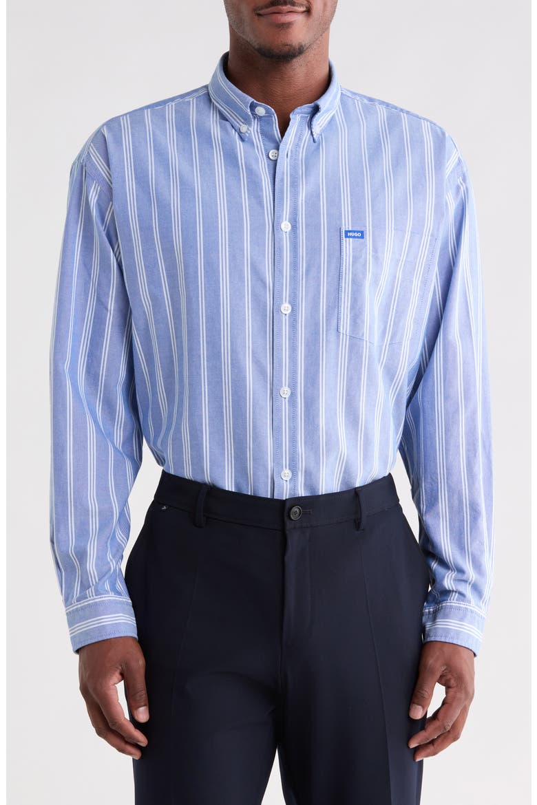 Ebill Stripe Cotton Oxford Button-Down Shirt, Main, color, OPEN BLUE