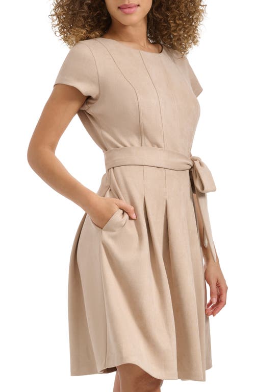 Kensie Stretch Faux Suede Minidress In Neutral